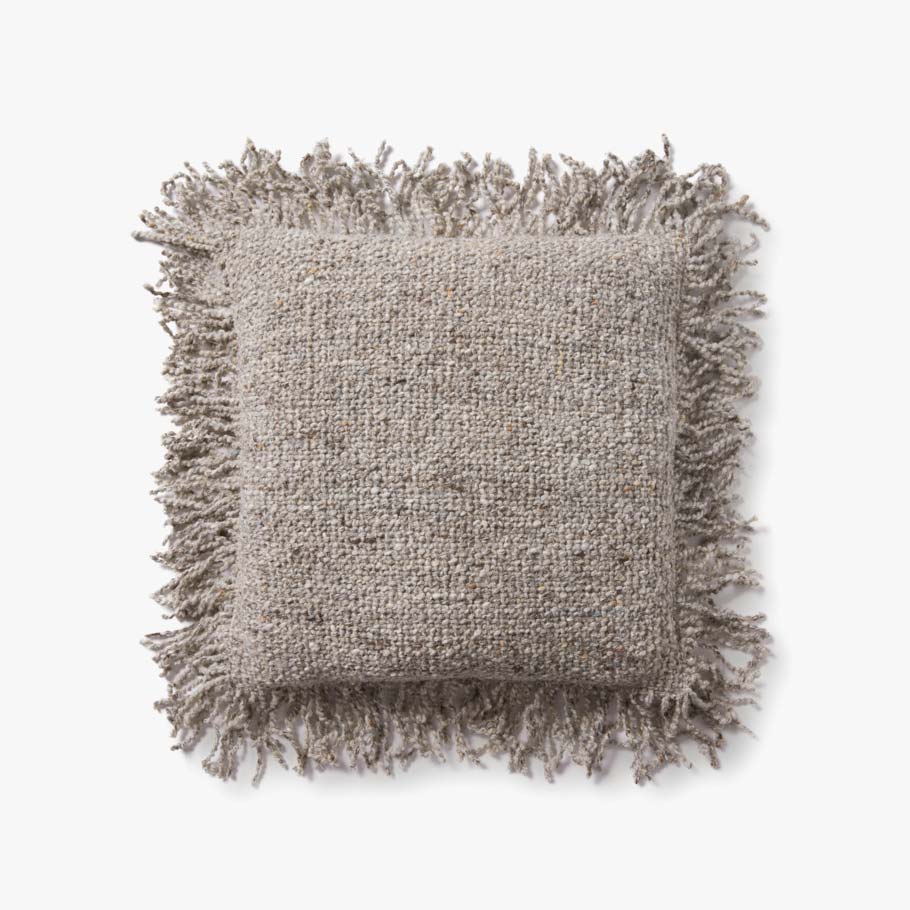 BEIGE FRINGE 18"X18" PILLOW