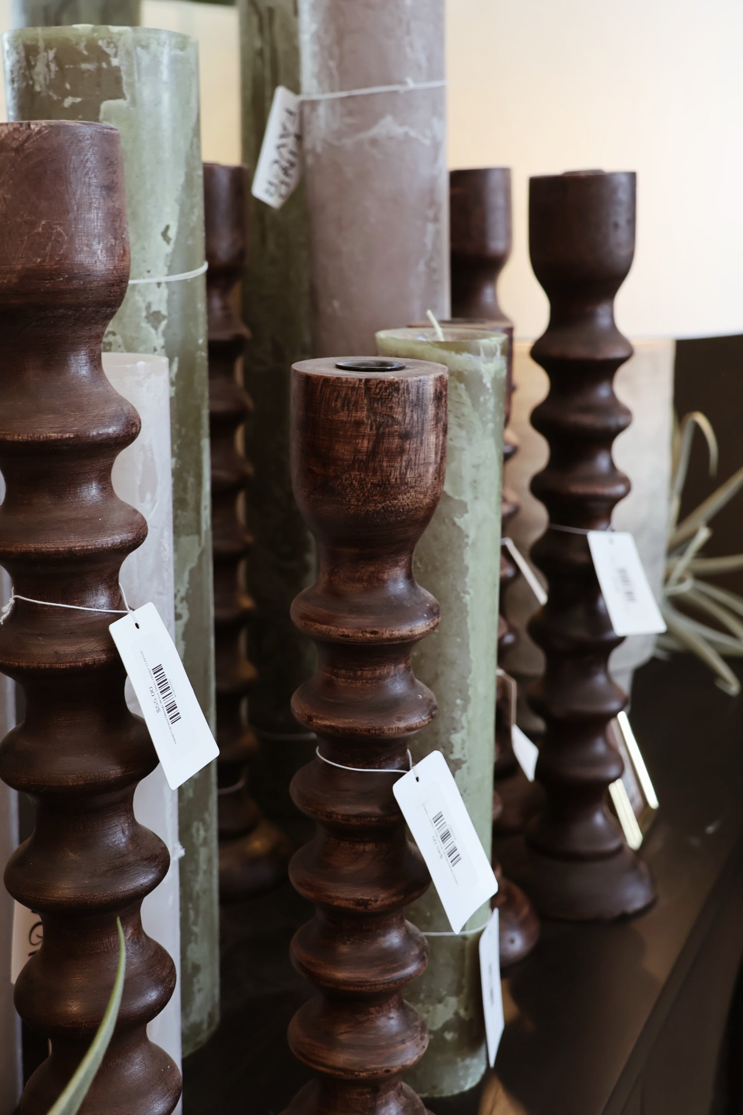 HAND-CARVED MANGO WOOD TAPER HOLDER