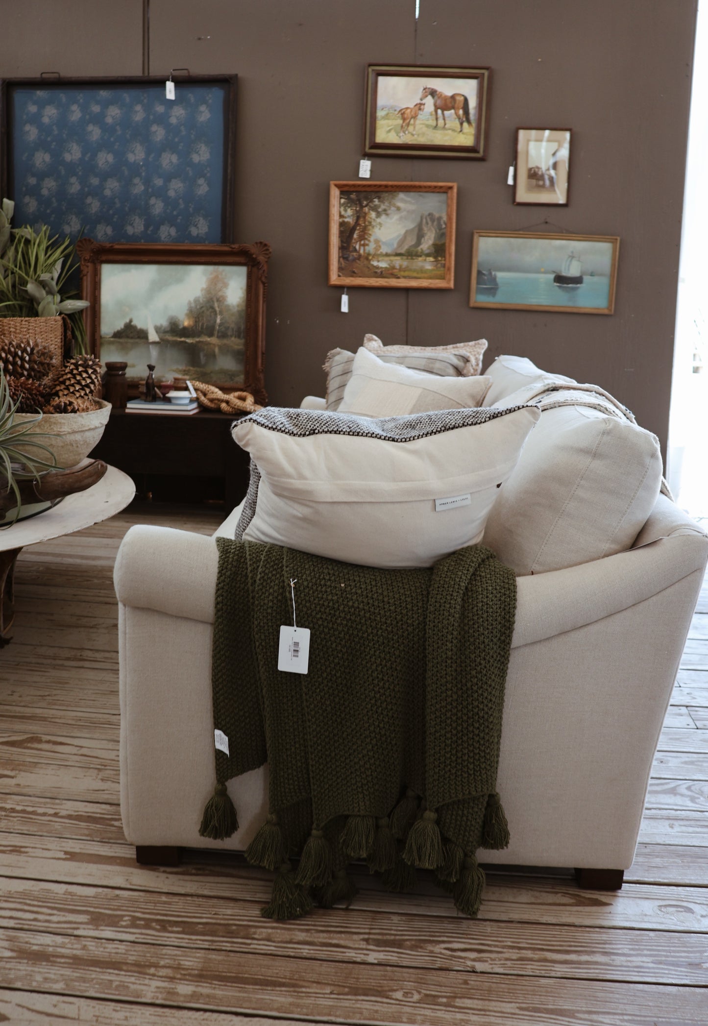 GREEN COTTON KNIT THROW