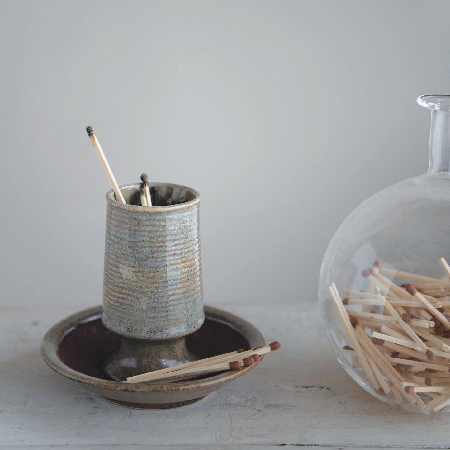 STONEWARE MATCH HOLDER