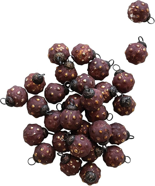 DISTRESSED BURGUNDY & GOLD ORNAMENTS - SET OF 30