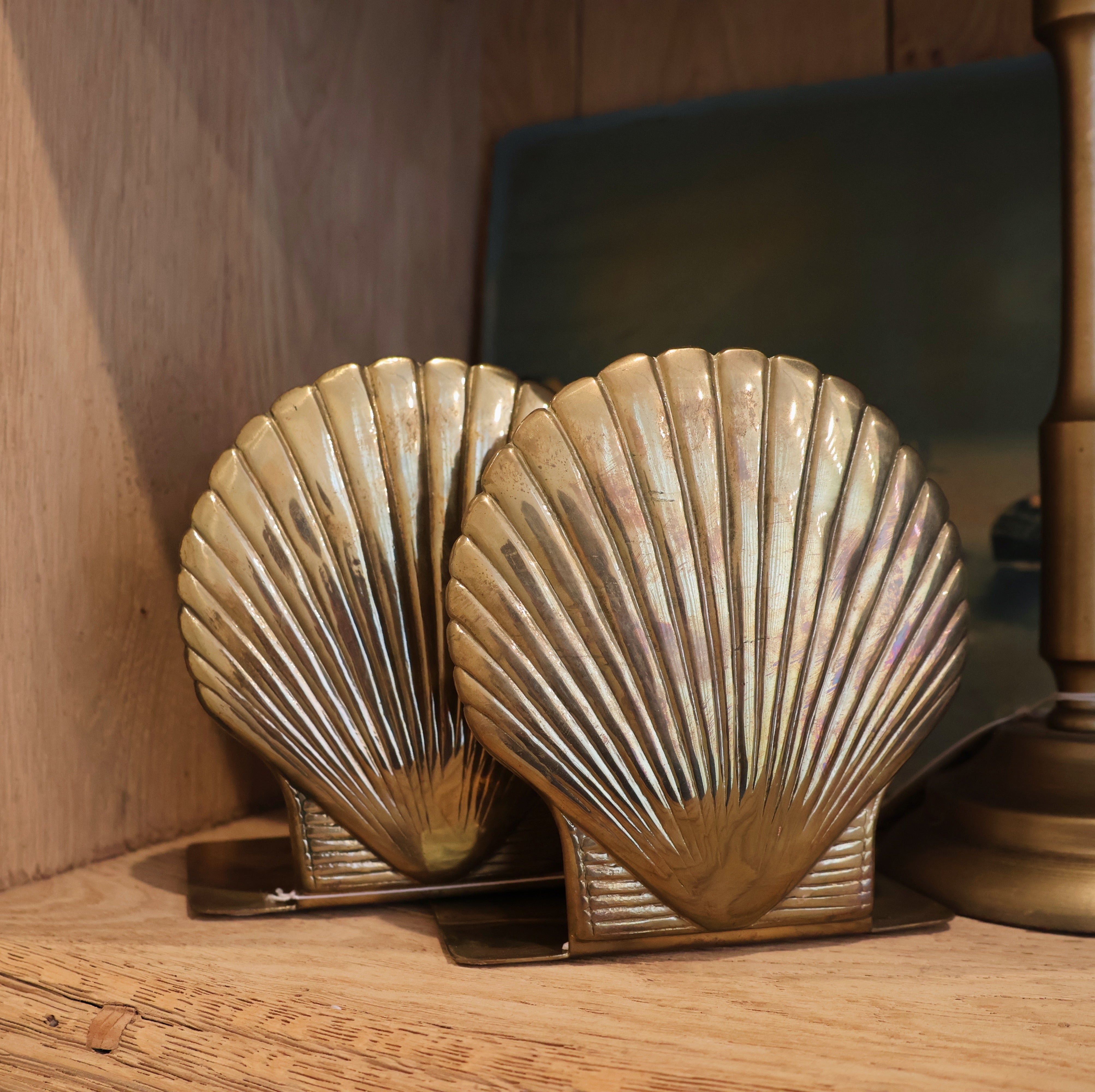 Vintage pair of brass sea shell bookends - brass bookends mid-century bookends-bird bookends-seashell outlets