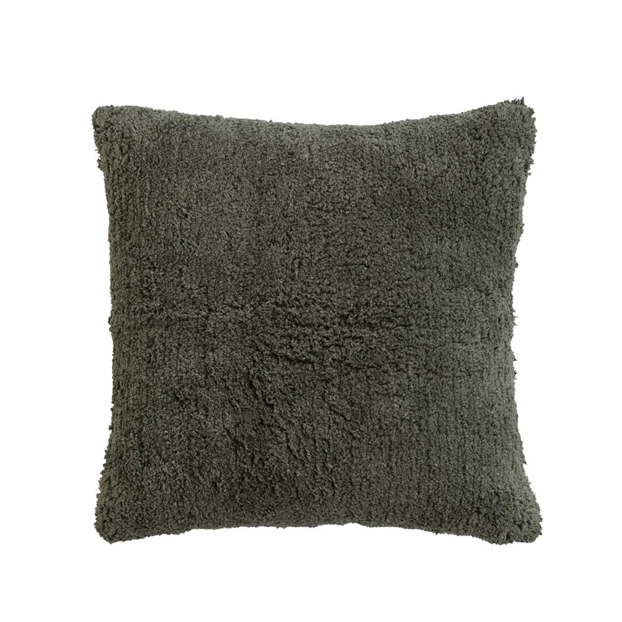 GREEN 18"X18" TUFTED PILLOW